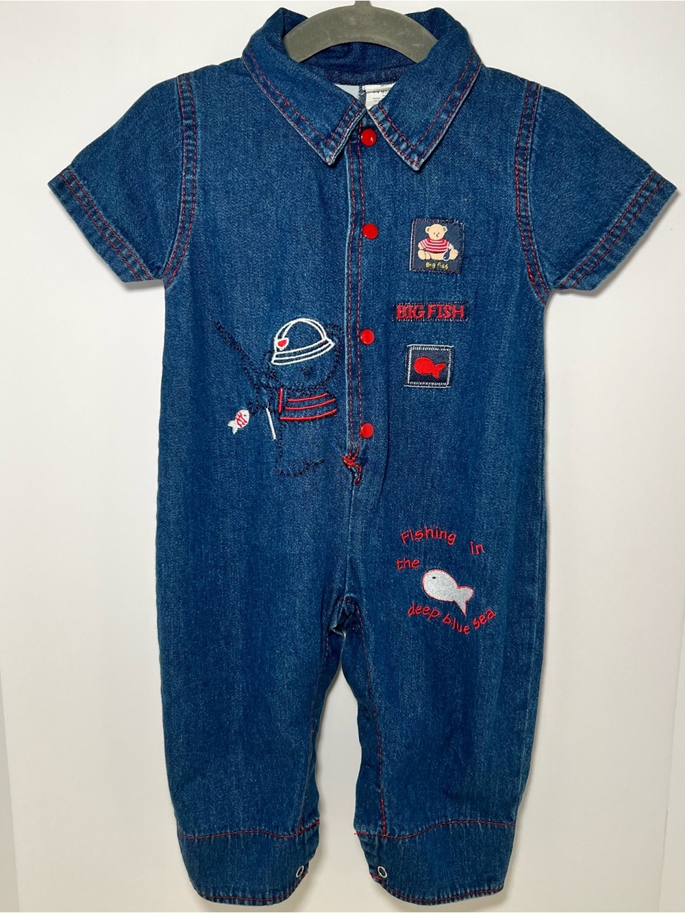 Vintage 90s Baby Denim Jumpsuit Retro Y2k Fisherman Americana Earthly Campy